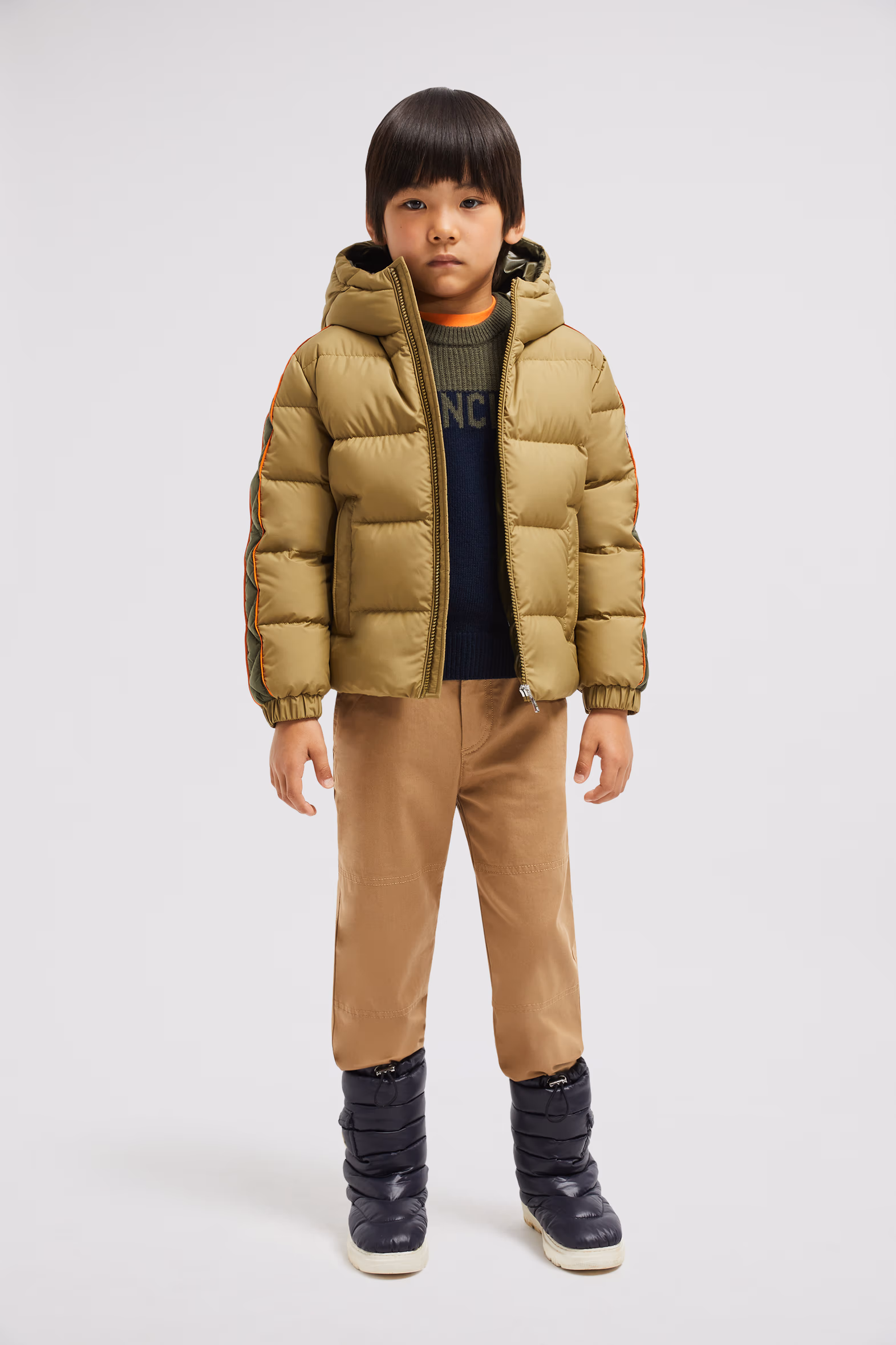 Benton Hooded Down Jacket Boy Olive Green Moncler 2